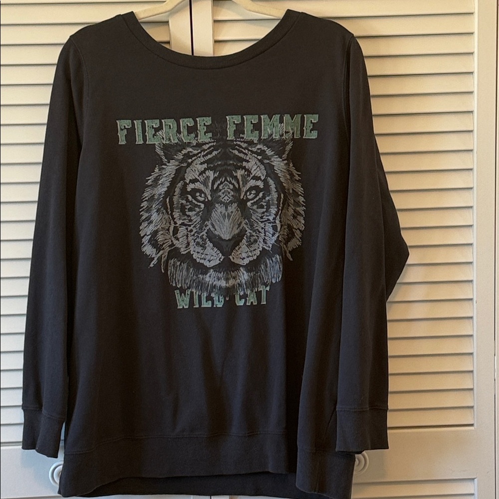 City Chic Black Wild Cat Sweatshirt